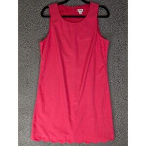 J. Crew Dress Pink Scalloped Hem Sleeveless Linen Shift Dress Size 10